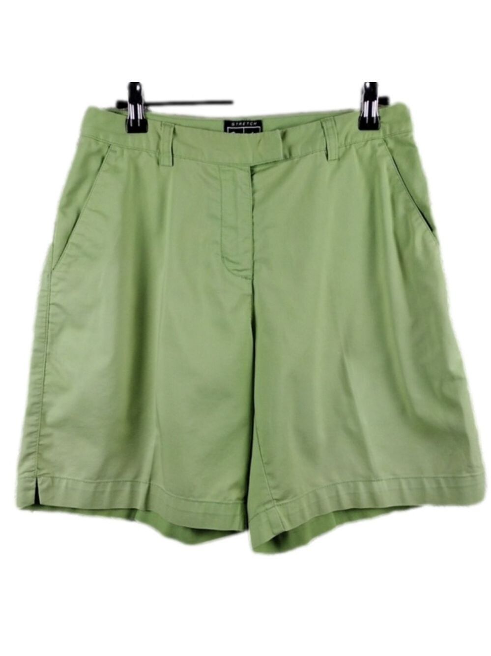 Adidas Stretch Vintage Green High Rise Flat Front Athletic Bermuda Golf Shorts